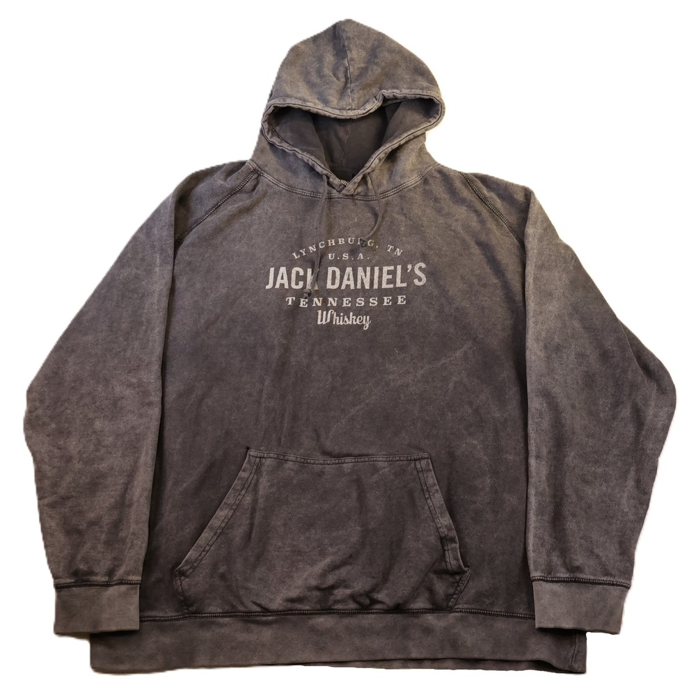Jack Daniel's Mens 3XL Hoodie Black Mineral Wash Tennessee Whiskey Pullover